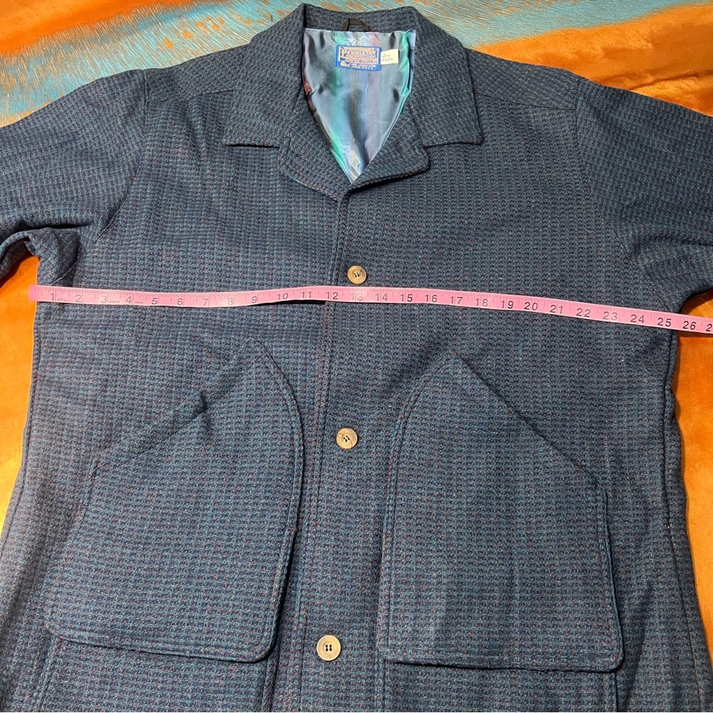 Vintage Pendleton wool tweed jacket blue Lined large USA NWOT 60s Rare Style - Picture 13 of 16